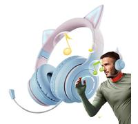 Cuffie wireless per orecchie di gatto RGB - Controllo del volume del microfono delle cuffie pieghevole, cancellazione del rumore sopra l'orecchio | Illuminazione a LED stereo ricaricabile, auricula