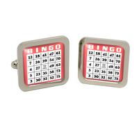 Cufflinks A Forma Di Bingo In Scatola Di Cromo
