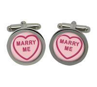 Cufflinks A Forma Di Cuore Con Scritta 'Marry Me' In Scatola Di Cromo