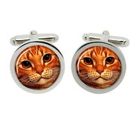 Cufflinks A Forma Di Volto Di Gatto In Scatola Di Cromo
