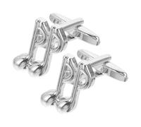 Cufflinks a Nota Musicale in Lega Argento per Uomo, Camicia | Decorazione Creativa per Camicia e Uniforme, Stile Unico, Regalo per Musicista Uomo, Argento