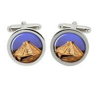 Cufflinks A Piramide, Messico In Scatola Di Cromo