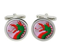 Cufflinks A Testa Di Drago Araldica In Scatola Di Cromo