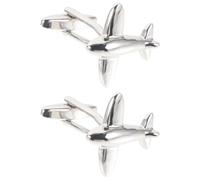 Cufflinks Aereo in Rame Argento, 1 Paio per Camicia Uomo | Stile Classico Contemporaneo, Struttura Robusta e Decorativa, Adatti a Feste e Uso Quotidiano