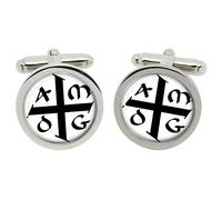 Cufflinks AMDG Ad Majorem Dei Gloriam In Scatola Di Cromo