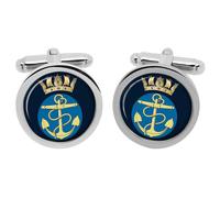 Cufflinks Con Ancora Impegnata E Corona Della Royal Navy In Scatola