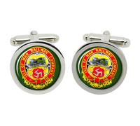 Cufflinks Con Crest Della Ferrovia Dell'Isola Di Man In Scatola Di Cromo