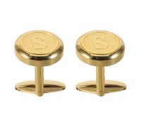 Cufflinks da Polso per Uomo 2 Pezzi Dorati con S Rotondi in Rame | Set Incluso, Struttura Chiusura Sicura, Finitura Lucida, per Ufficio e Occasioni Professionali
