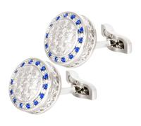 Cufflinks da Polso Rotondi Blu in Rame per Camicia Uomo | Finitura Lucida, Bordi Arrotondati, Stile Classico, Adatti a Uniforme e Windbreaker