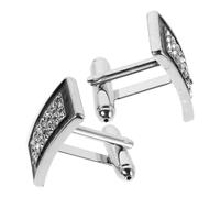 Cufflinks da Uomo Rettangolari Nero per Camicie | Lega e Vetro Cristallo, Design Francese Effetto Goccia e Decorazioni Brillanti, per Riunioni e Eventi Formali