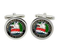 Cufflinks Del Clan Scozzese Lockhart In Scatola Di Cromo