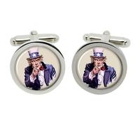 Cufflinks Di Zio Sam In Scatola Di Cromo