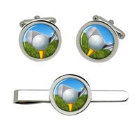 Cufflinks E Set Di Clip Per Cravatta Golf Addressing The Ball