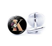 Cufflinks, Fashion Gold Flower A-Z Initial Letters Pattern Shirt Accessories Jewelry, Round Shirt Cuff Links for Father Husband Boyfriend Business Gift, Eine Größe, Vetro, Nessuna pietra preziosa