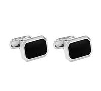 Cufflinks for Men Silver, gemelli da uomo, vintage, rettangolo, lega, gioielli da sposa per camicia con confezione regalo, 1.8x1.2CM, Senza Gemstone