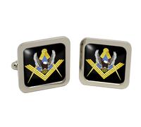 Cufflinks Massonici A Forma Di Quadrato Per Biker In Scatola Di Cromo