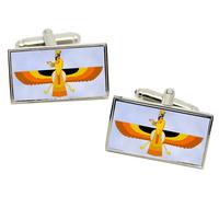 Cufflinks Rettangolari Faravahar In Scatola Di Cromo