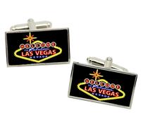 Cufflinks Rettangolari High Rollers Di Las Vegas In Scatola Di Cromo