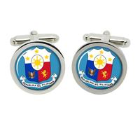 Cufflinks Rotondi Con Stemma Delle Filippine In Scatola