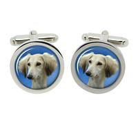 Cufflinks Saluki (Cane Reale D'Egitto) In Scatola Di Cromo
