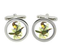 Cufflinks Verde Aracari (Di Edward Lear) In Scatola Di Cromo