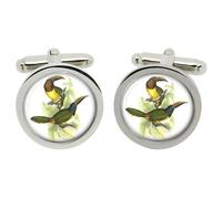 Cufflinks Verde Aracari (Di Edward Lear) In Scatola Di Cromo