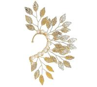 Cuffo d'orecchio d'oro, polsini auricolari a elfo sinistro singolo, gioielli non piercing, foglia 'oro vintage e perle per le donne