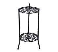cuffslee - Portavaso Rotondo in Ferro battuto, in Stile Europeo, Semplice e Multistrato, per Balcone, Tavolo da Ufficio Nero