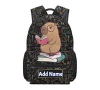 Cugasmaru Capybara - Zaino Caoybara per bambini, per il rientro a scuola, con nome, testo, per ragazzi e ragazze, Capibara Lovely, L