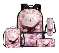 Cugasmaru Grazioso set di zaino e borsa per il pranzo per ragazze asilo e scuola zaino leggero, Libro dei gatti, Zaino per bambini