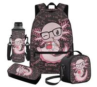Cugasmaru Mochila Para NiñOs - Set zaino per ragazze con borsa per il pranzo e borsa per il pranzo, Axolotl Rosa Style, Zaino per bambini
