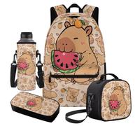Cugasmaru Mochila Para NiñOs - Set zaino per ragazze con borsa per il pranzo e borsa per il pranzo, Capibara, Zaino per bambini