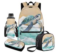 Cugasmaru Mochila Para NiñOs - Set zaino per ragazze con borsa per il pranzo e borsa per il pranzo, Tartaruga, Zaino per bambini