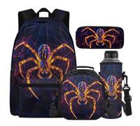 Cugasmaru Mochilas Para NiñOs - Set 4 in 1 con zaino e portapranzo per ragazze e bambini, idea regalo per il rientro a scuola, Spider Web, Zaino per bambini