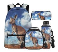 Cugasmaru Mochilas Para NiñOs - Set 4 in 1 con zaino e portapranzo per ragazze e bambini, idea regalo per il rientro a scuola, Canguro, Zaino per bambini