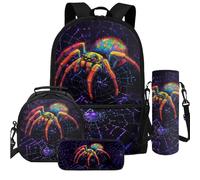Cugasmaru Set di 4 zaini per bambini e borsa per il pranzo, leggeri, per la scuola, Spider Web, Zaino per bambini