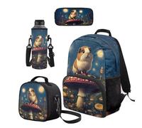 Cugasmaru Set di zaino e borsa per il pranzo per ragazzi, alla moda, per la scuola, per ragazze, Fungo Di Cavia, Zaino per bambini