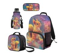 Cugasmaru Set di zaino e borsa per il pranzo per ragazzi, alla moda, per la scuola, per ragazze, Scoiattolo, Zaino per bambini