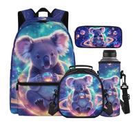 Cugasmaru Simpatico zaino Koala per asilo per bambine dai 4 ai 6 anni, con portapranzo e bottiglia d'acqua, viola, 43,2 cm, zaino per bambina, borsa per la scuola Kawaii per bambini 1° 2° studente