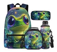 Cugasmaru Zaini per bambine dagli 8 ai 10 anni, set di borse per la scuola da 43,2 cm, leggerissime, per bambini e ragazzi, Bella rana, Zaino per bambini