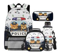 Cugasmaru Zaini per bambine dagli 8 ai 10 anni, set di borse per la scuola da 43,2 cm, leggerissime, per bambini e ragazzi, Auto della polizia, Zaino per bambini