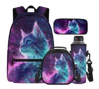 Cugasmaru Zaini per bambini per ragazze con portapranzo Zaini per ragazzi età 8-10 Mochilas Para NiñOs, Gatto Viola, Zaino per bambini