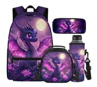 Cugasmaru Zaini per bambini per ragazze con portapranzo Zaini per ragazzi età 8-10 Mochilas Para NiñOs, Dinosauro Viola, Zaino per bambini