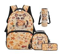 Cugasmaru Zaini per bambini Zaini per bambini Zaino per la scuola e borsa per il pranzo 4 in 1, Autunno Foglia Arancione, Zaino per bambini
