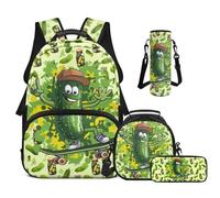 Cugasmaru Zaini per bambini Zaini per bambini Zaino per la scuola e borsa per il pranzo 4 in 1, Cetriolo, Zaino per bambini