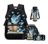 Cugasmaru Zaini per bambini Zaini per bambini Zaino per la scuola e borsa per il pranzo 4 in 1, Dinosauro Libro, Zaino per bambini