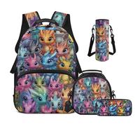 Cugasmaru Zaini per bambini Zaini per bambini Zaino per la scuola e borsa per il pranzo 4 in 1, Dinosauro, Zaino per bambini