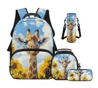 Cugasmaru Zaini per bambini Zaini per bambini Zaino per la scuola e borsa per il pranzo 4 in 1, Giraffa, Zaino per bambini