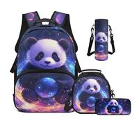 Cugasmaru Zaini per bambini Zaini per bambini Zaino per la scuola e borsa per il pranzo 4 in 1, Panda, Zaino per bambini