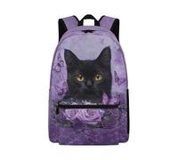 Cugasmaru Zaino da viaggio per bambini, per ragazzi e ragazze, borsa da scuola per viaggi, campeggio, zaino leggero per computer portatile, regali alla moda, Gatto viola., Zaino per bambini